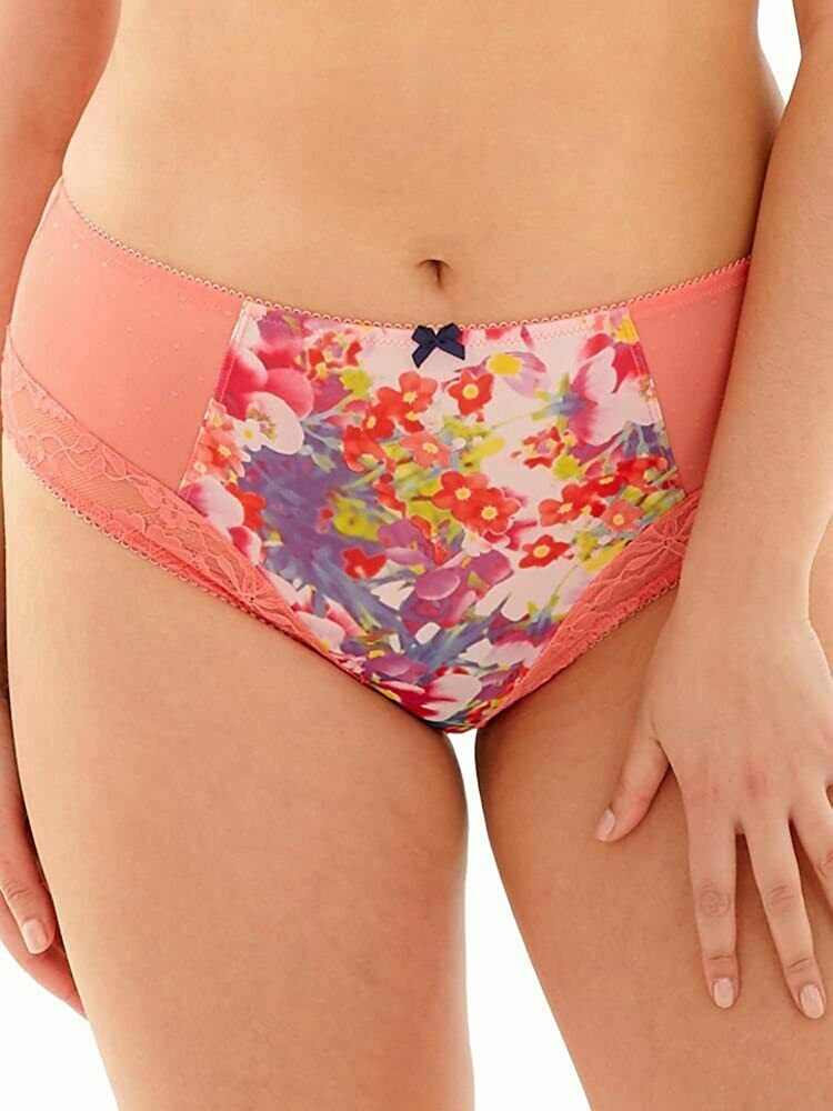 Sculptresse Flirtini Midi Brief Orange Floral Lace Size 24 Knickers Panache 7682