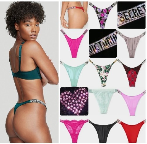 Victoria’s Secret SALE Rhinestone Shine Straps Thong XS S M L XL XXL Pantie