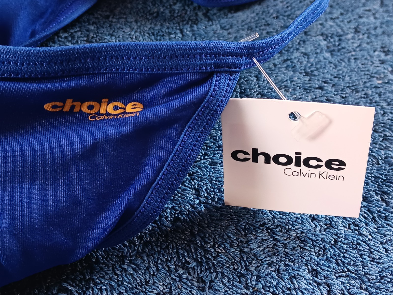 Vtg 2000s Bright Blue CALVIN KLEIN CHOICE String Bikini Panty NYLON ELASTN S NWT