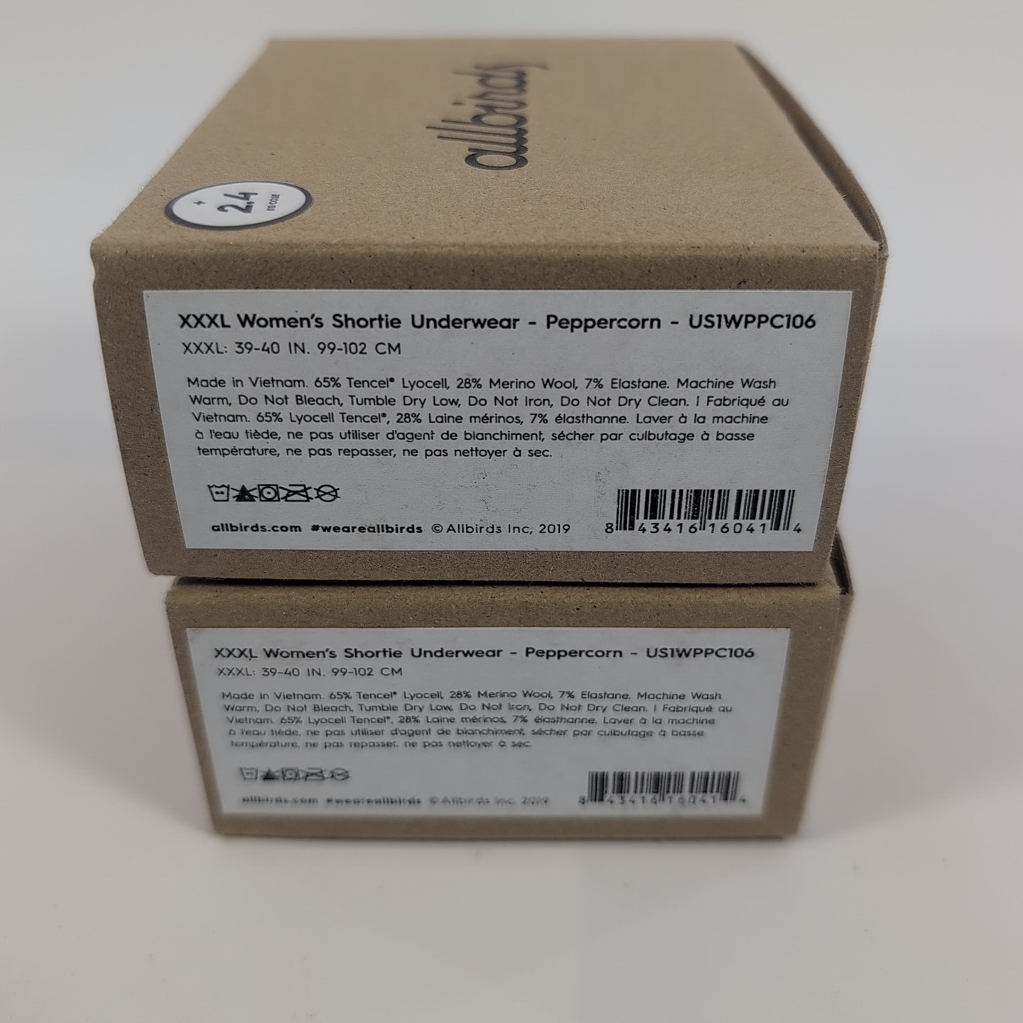 Lot of 2 NEW Allbirds Trino Shortie Peppercorn Gray Wool Womens Size XXXL