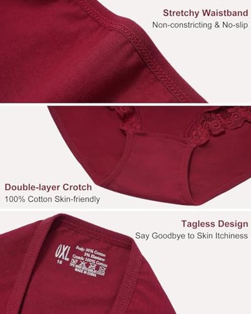 Plus Size Underwear 3X-Large Plus Wine Red + Black + Brick Red + Nude + White