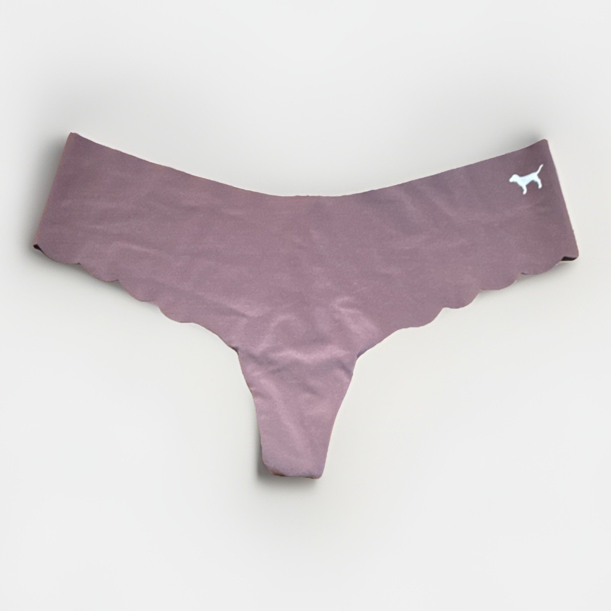 NWOT Victoria’s Secret PINK Thong Purple Scalloped No Show Logo Women’s Sz S
