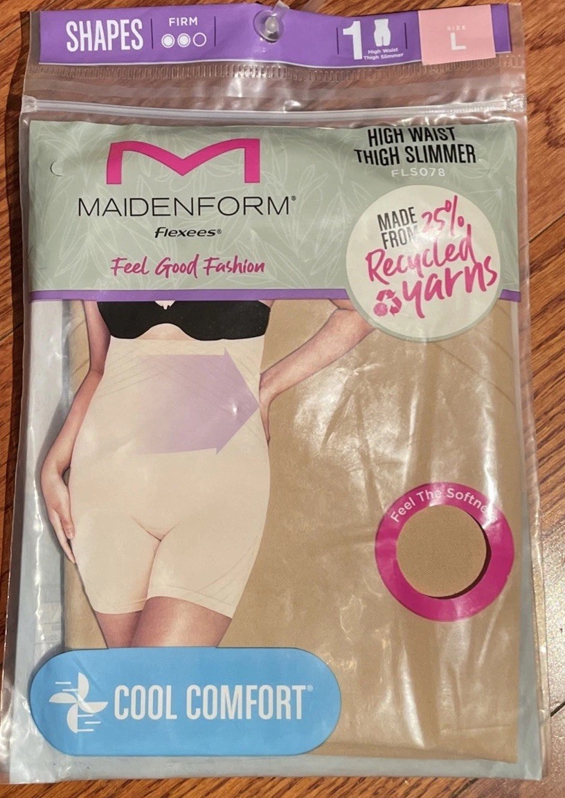 Womens Panty Shorts Maidenform Flexees Nude High Waist Thigh Slimmer Large