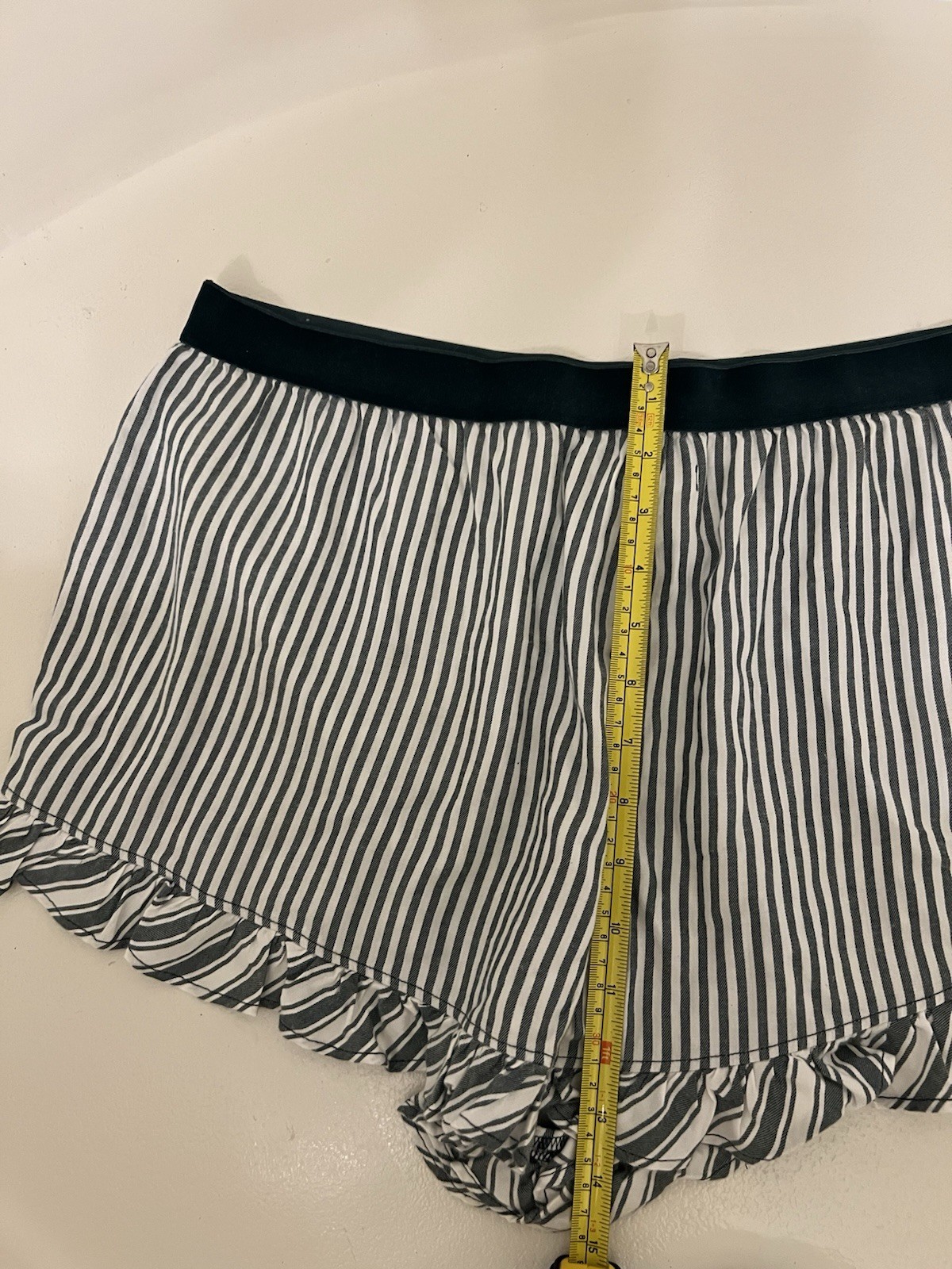 Victoria Secret Stripes & Ruffle Flannel Velvet Trim Pajama Shorts 2XL New W Tag