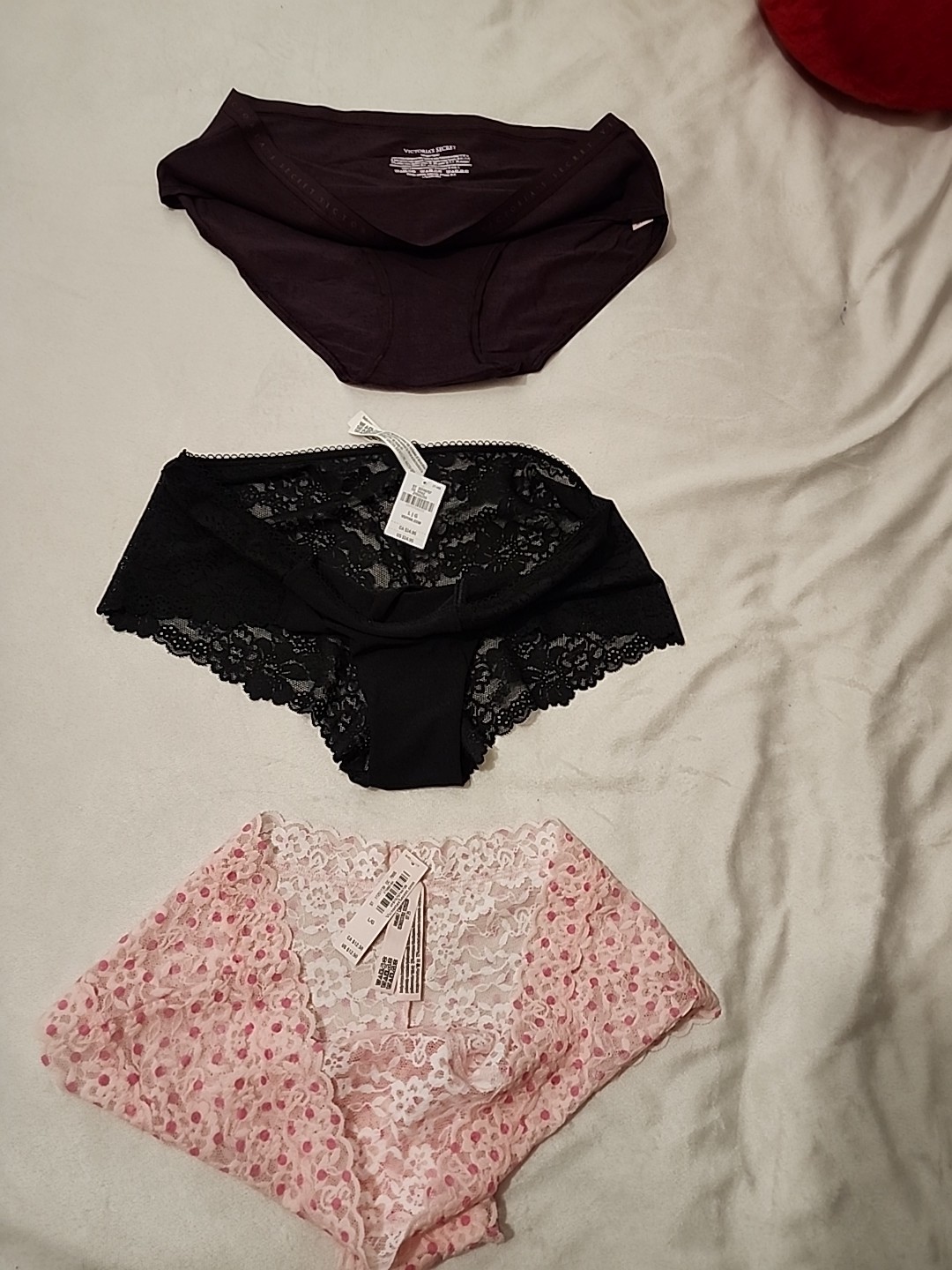 New 3 PACK Victoria’s Secret Cheeky/cheeky Lace Panties Underwear Women Size LG