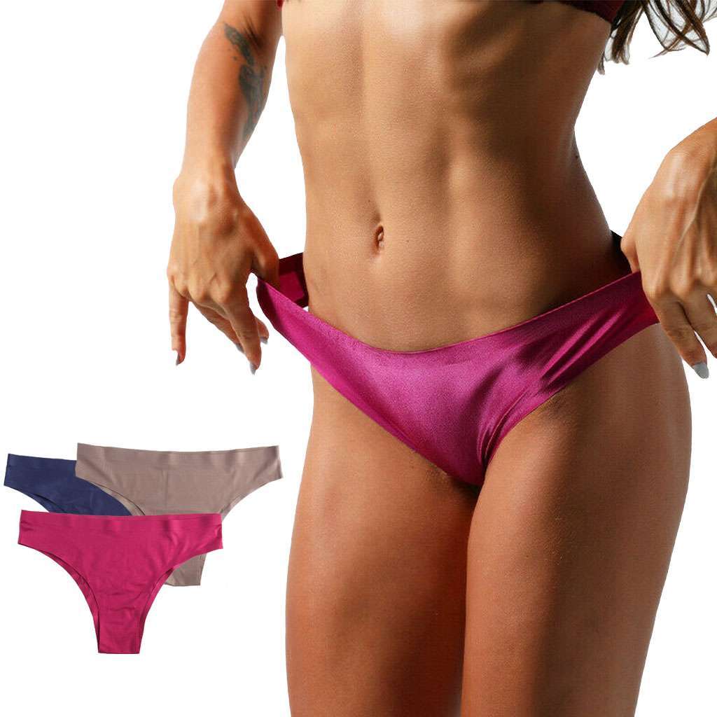 Women Ice Silk Underwear Panties Thong Briefs G-string Lingerie Seamless Thongs