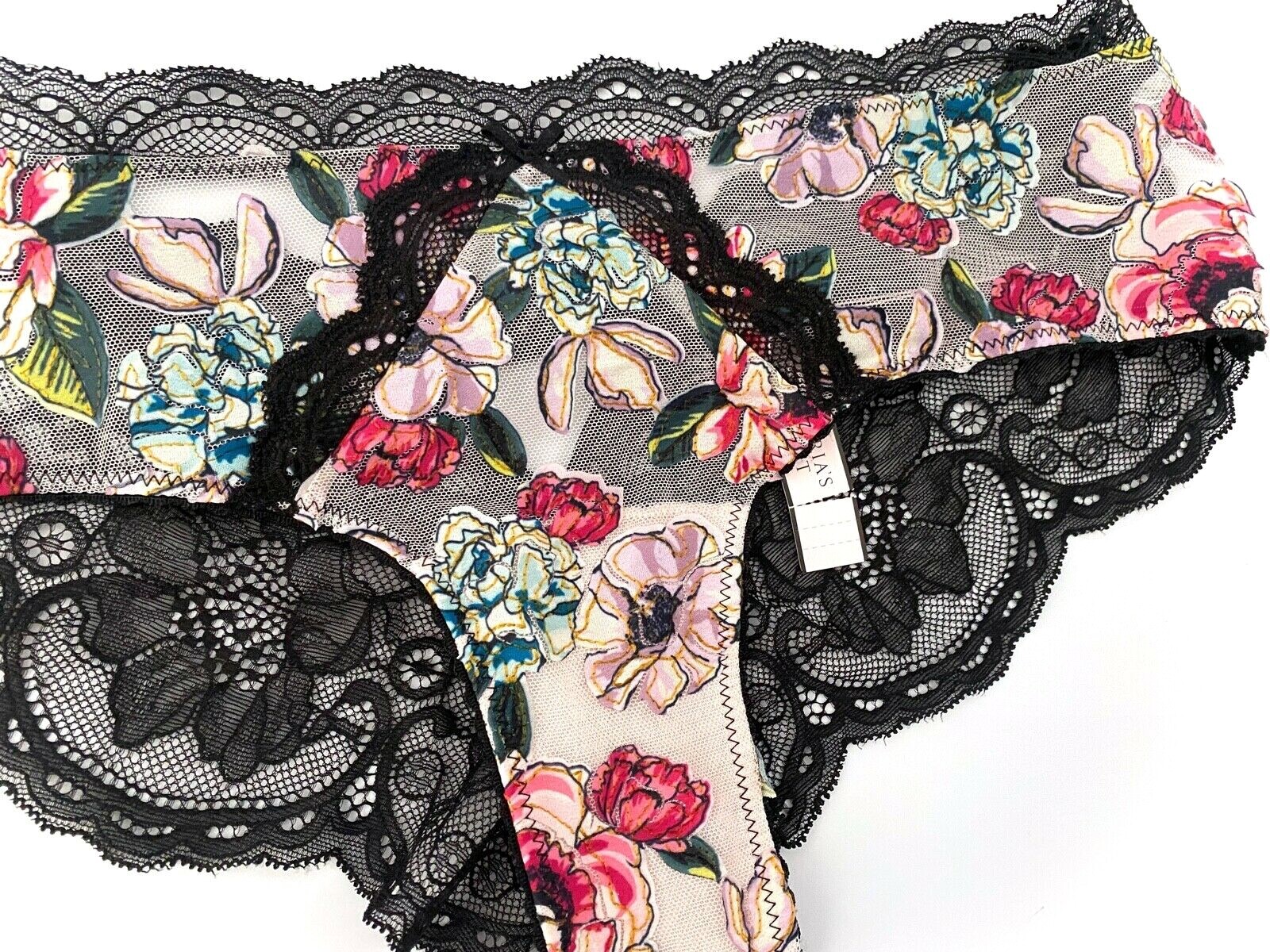 Victoria’s Secret Nwt Very Sexy Keyhole Rose Embroidered Applique Cheeky Panty M
