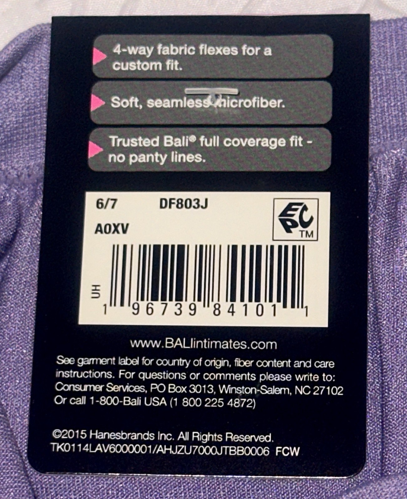 BALI Comfort Revolution Seamless Purple Brief Panty Underwear Womens M / L 6 / 7