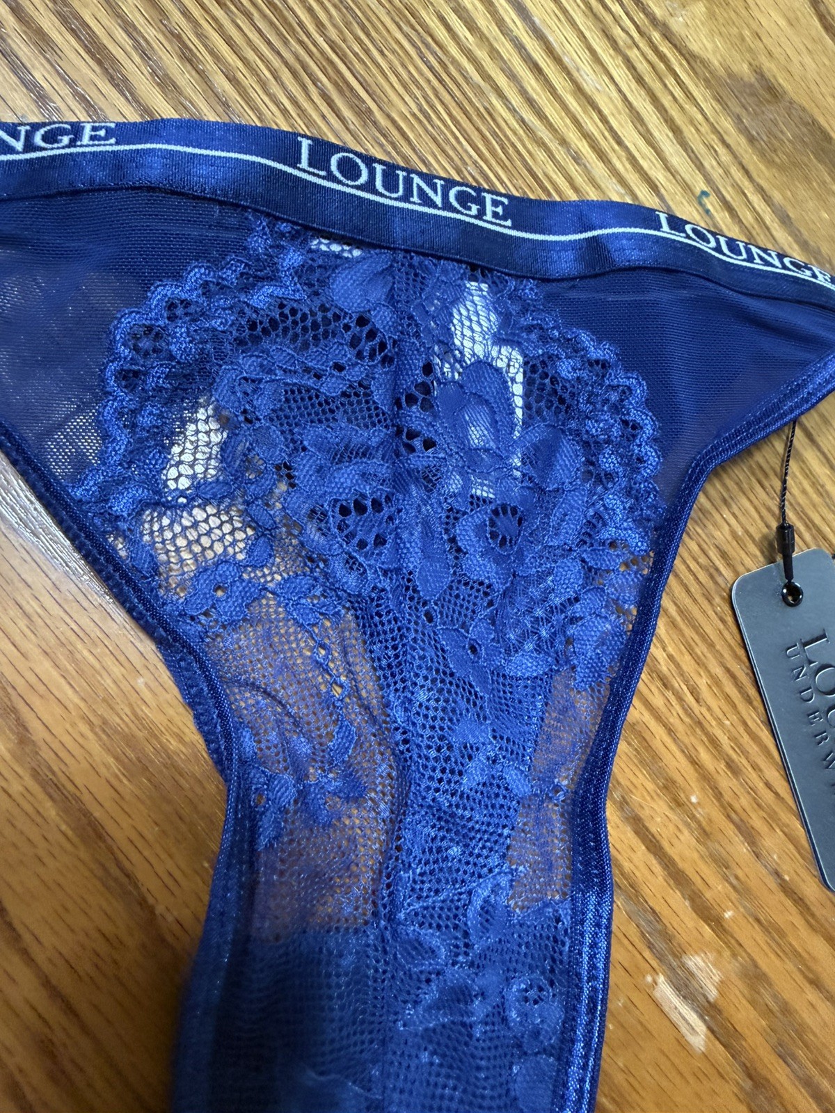 NWT Lounge SZ M Panties Blossom Balcony Women Thong Lace Blue sexy Lingerie