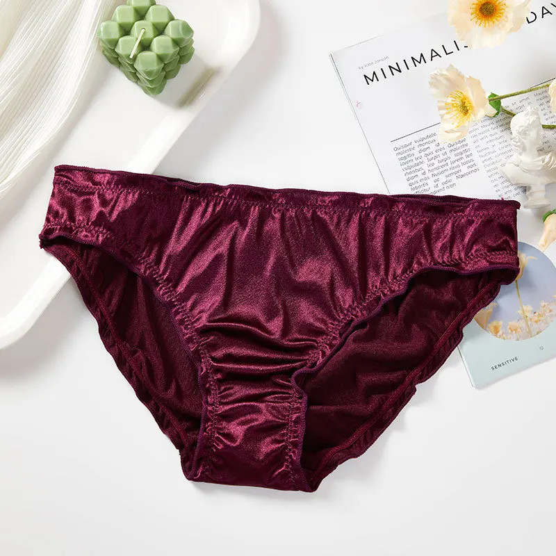 Satin Briefs Women’s Low Rise Seamless Solid Soft Silk Feel Comfortable Wear