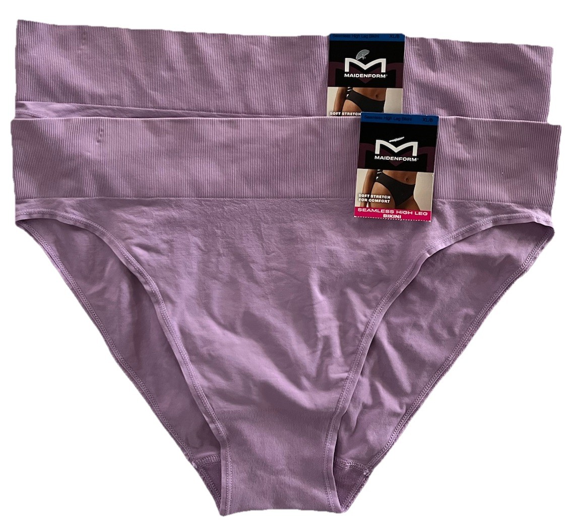 NEW Maidenform Seamless High Leg Bikini Lavender Women’s Size XL/8 DM2317 2 Pair
