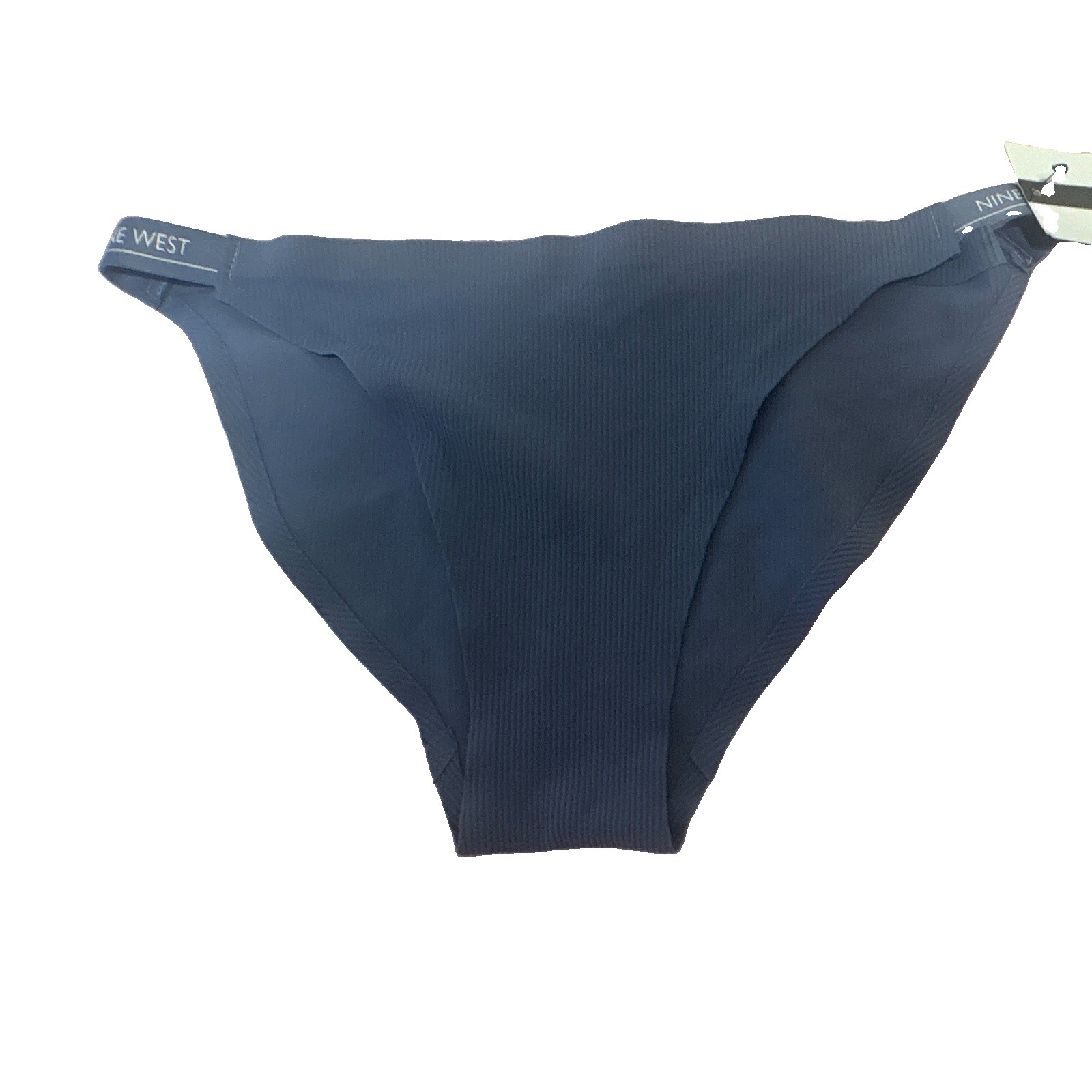 Nine West Women’s Blue Solid Bikini Panties Logo Accent Size L NEW