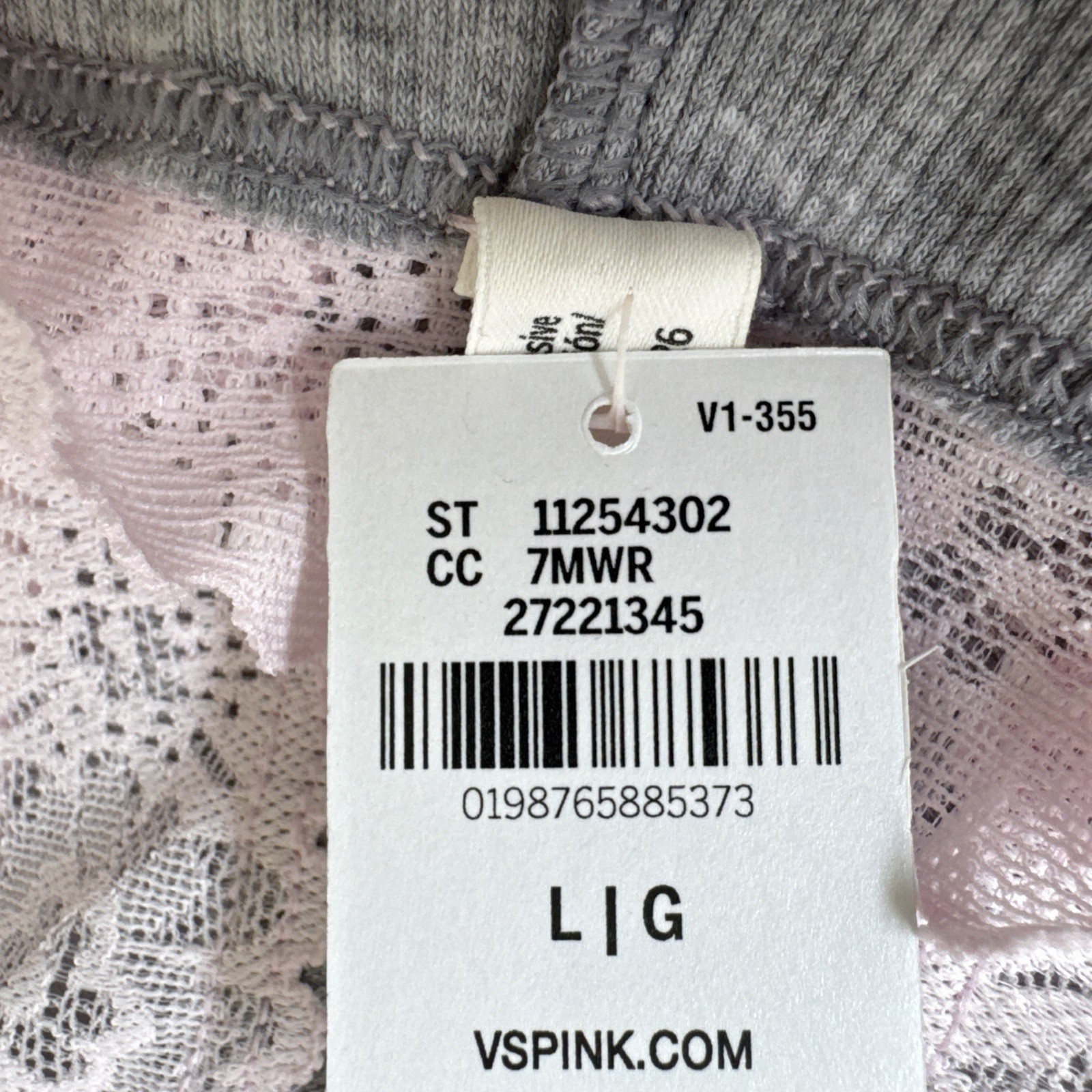 VICTORIA’S SECRET PINK L CHEEKY LACE PINK GRAY COTTON PANTIES NWT