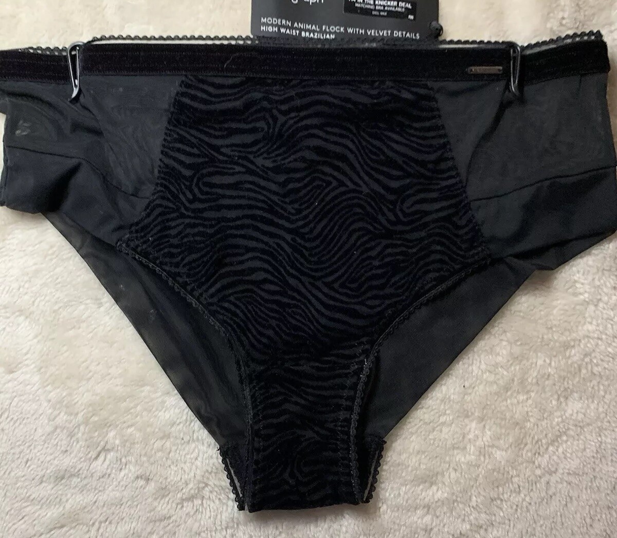 BNWT M&S Autograph High Waist Brazilian Knicker in Black Velvet UK 10