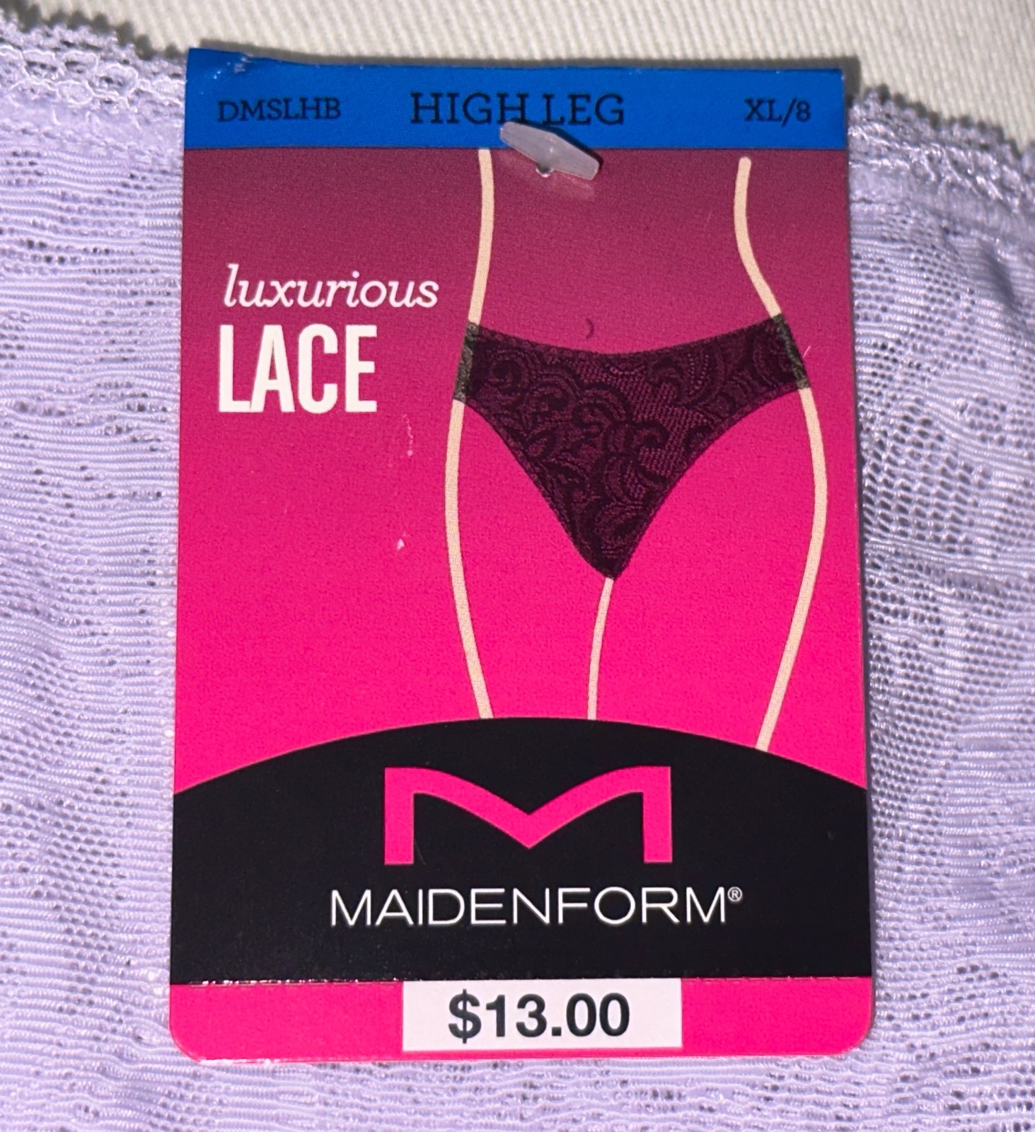 MAIDENFORM High Leg Luxurious Stretch Lace Lilac Brief Panty Womens S M L XL 2XL