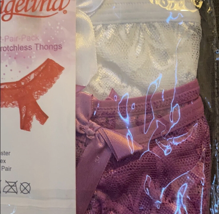 Angelina Lace Crotchless Thongs Size Small