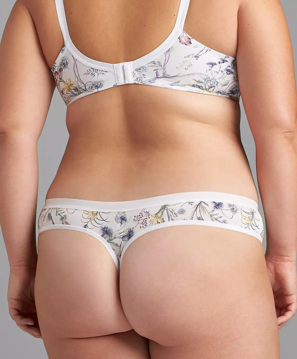 Lane Bryant CACIQUE Cotton Wide THONG Panty WHITE Palm FLORAL Plus 10/12 0X NWT