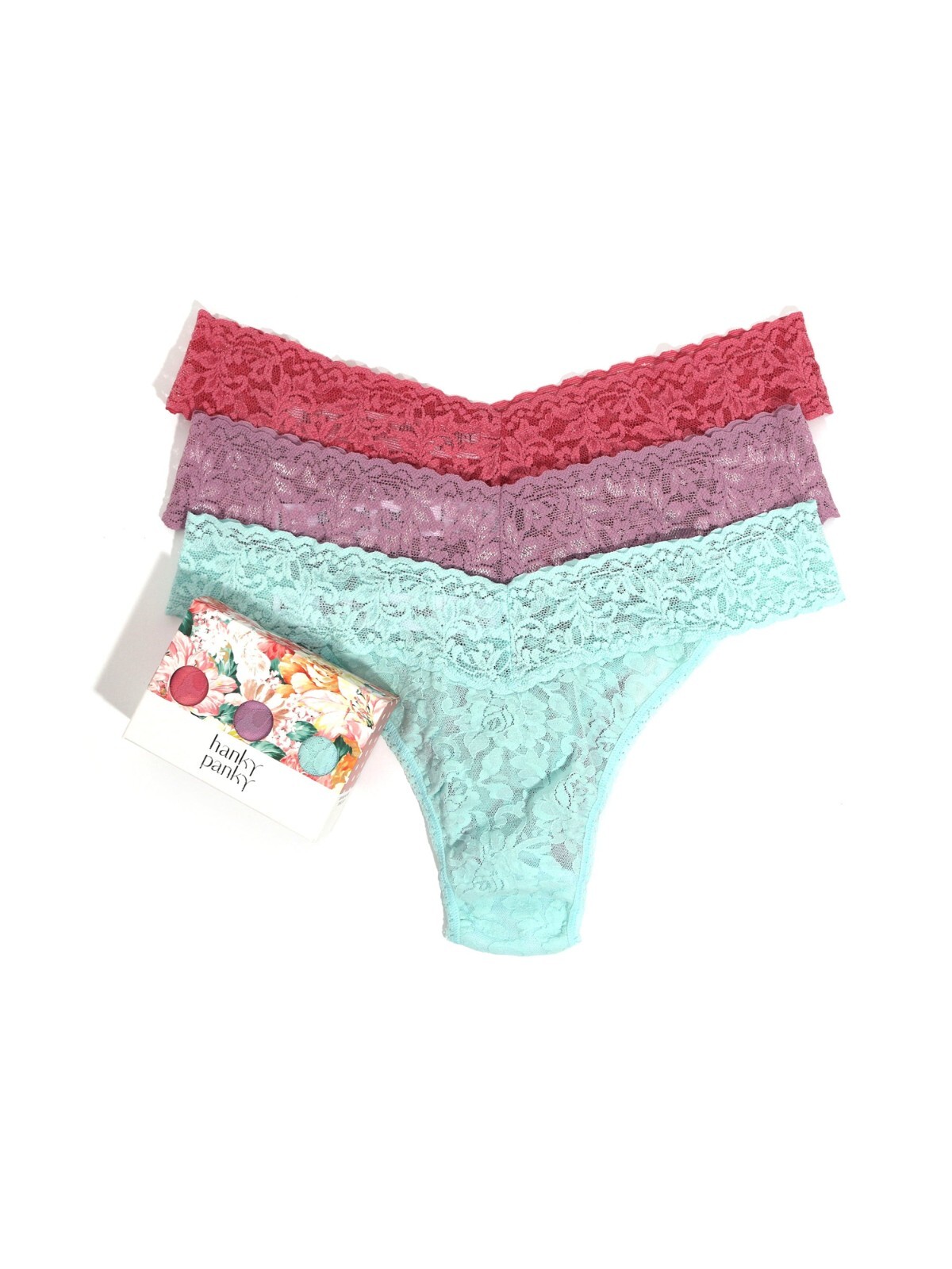 Hanky Panky Signature Lace Original Rise Thong Fashion L120540 3-Pack One Size