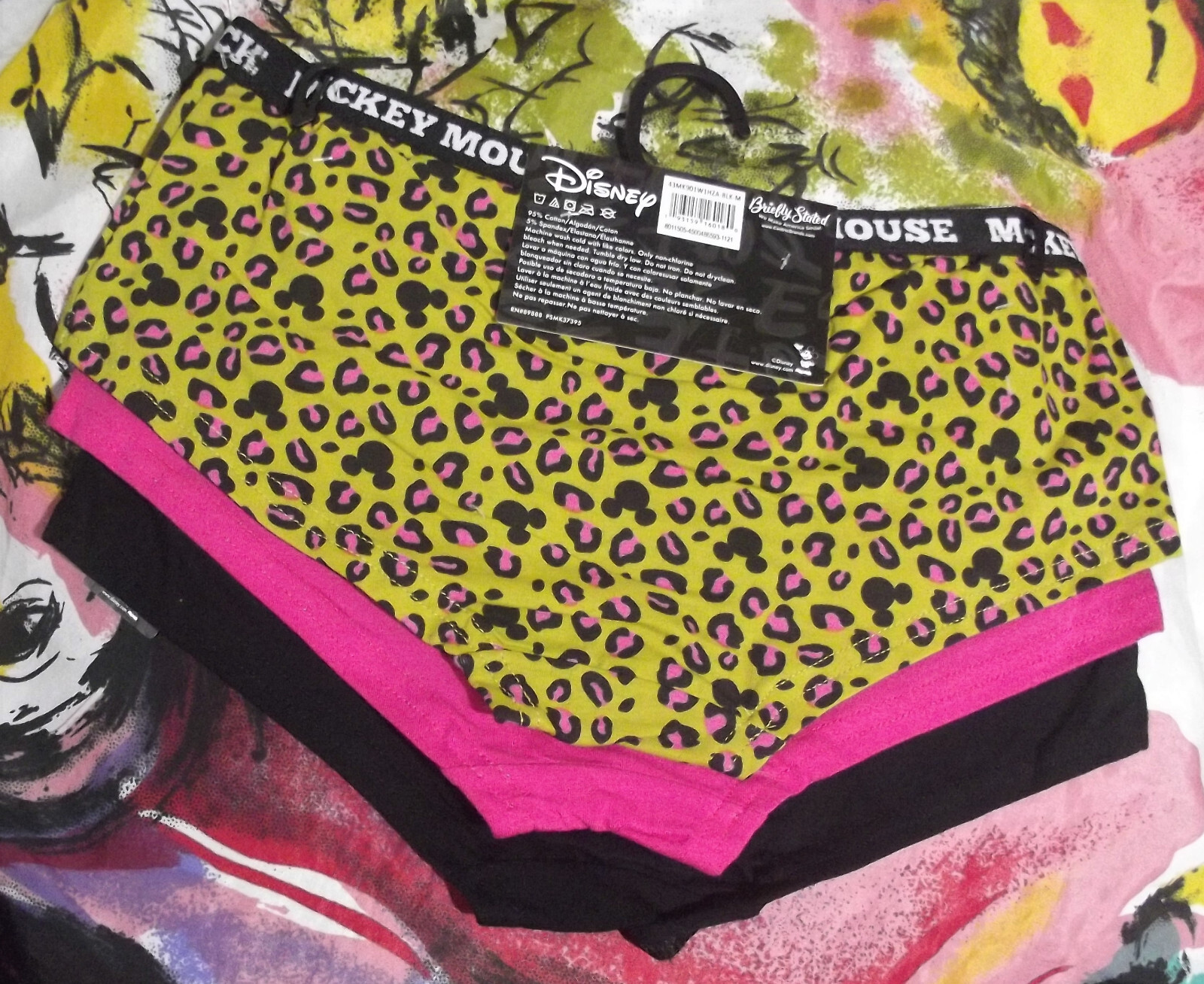 3 DISNEY BRIEFLY STATED 43MK901W1HZA MICKEY MOUSE COTTON BOYSHORT PANTIES XXL