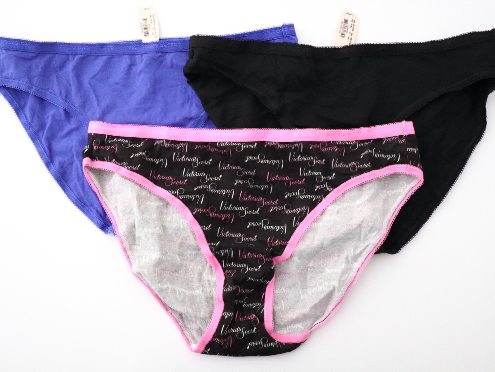 3 NEW Victoria’s Secret VTG Picot 95% Cotton Thin-Signature Brief Panties LARGE