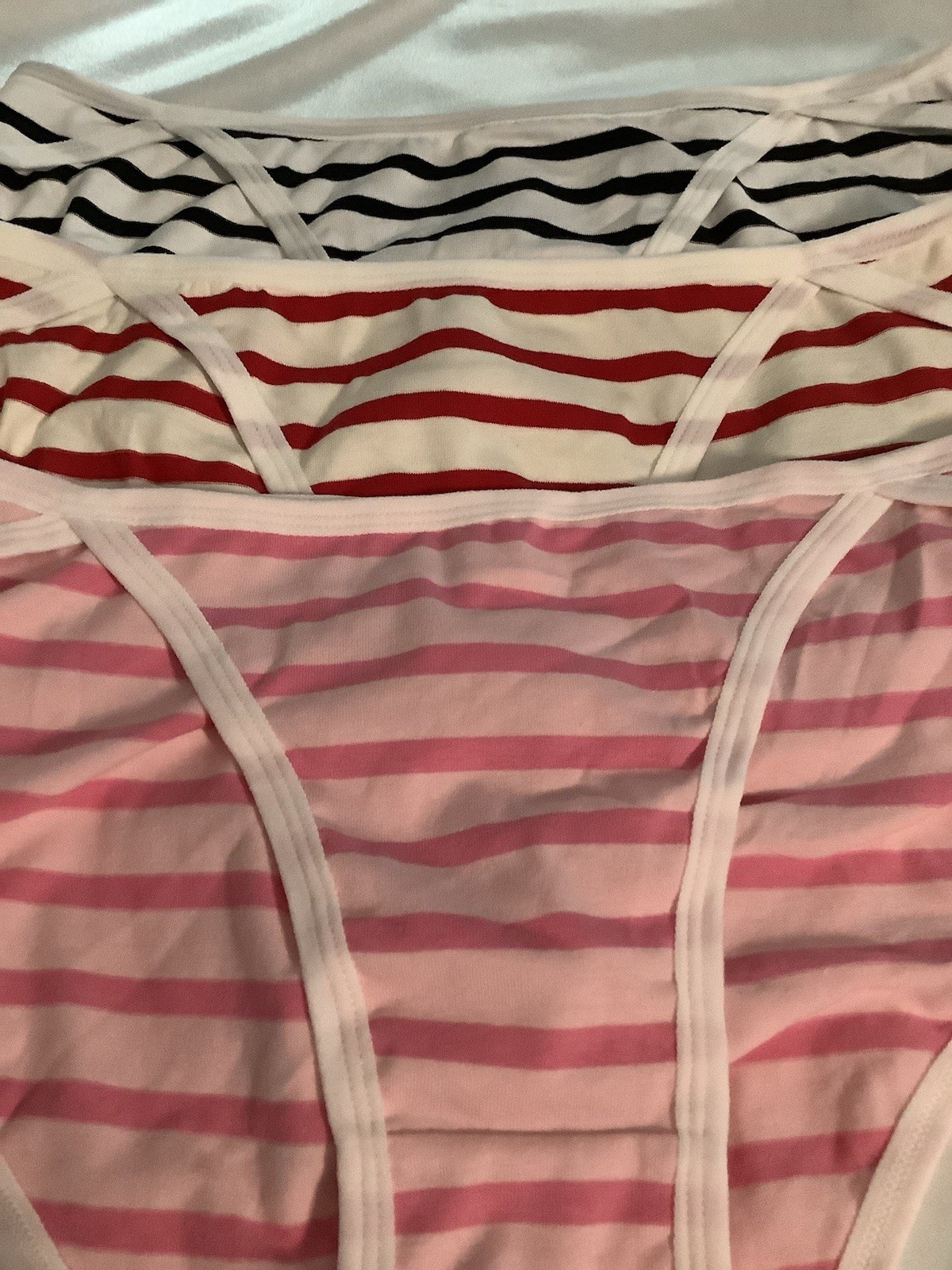 Women’s Teens Striped Bikini Panties Blue Red Pink Beach/Summer 3pk X-LARGE XL