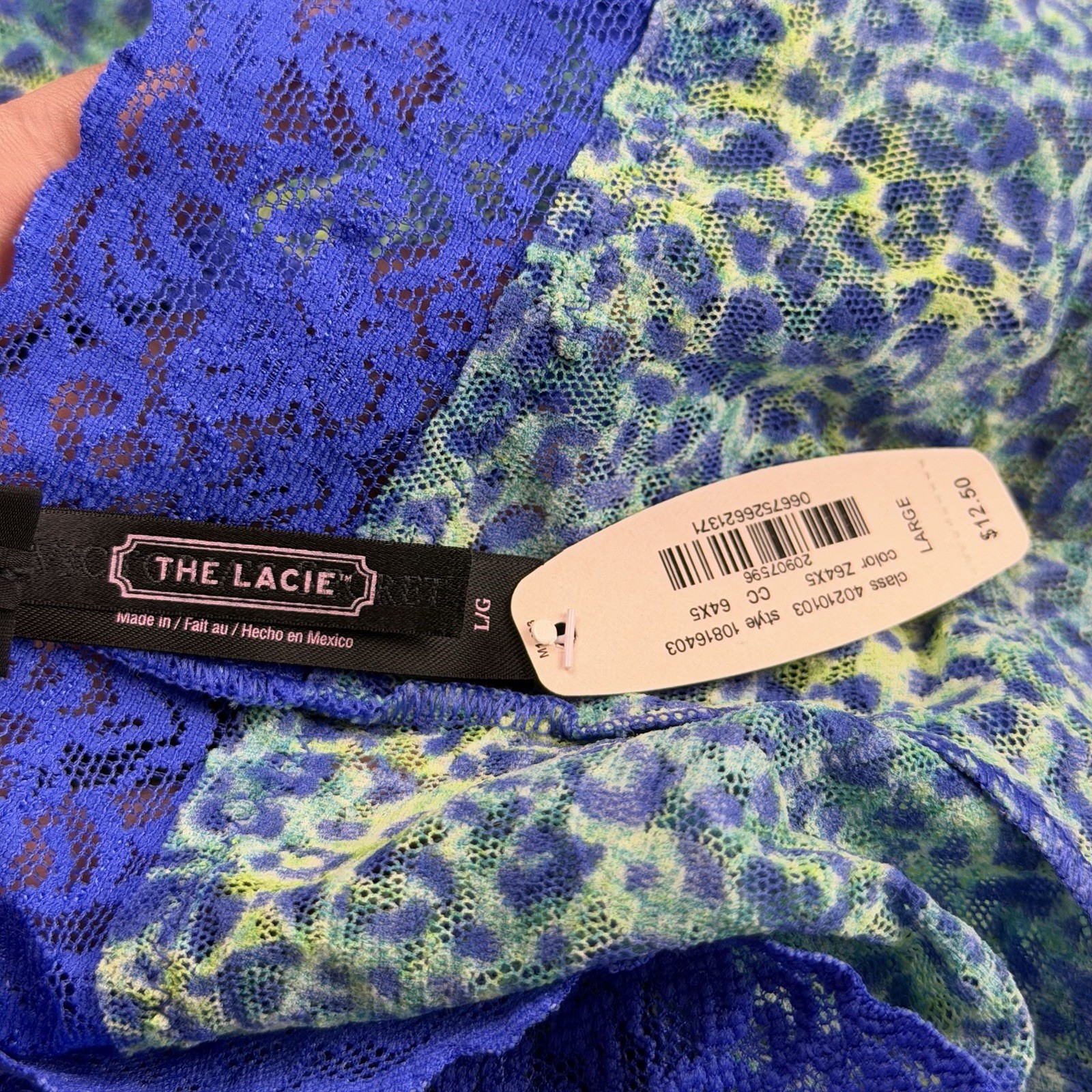 Victoria’s Secret Women’s The Lacie Leopard Lace Trim Panties Blue Large New