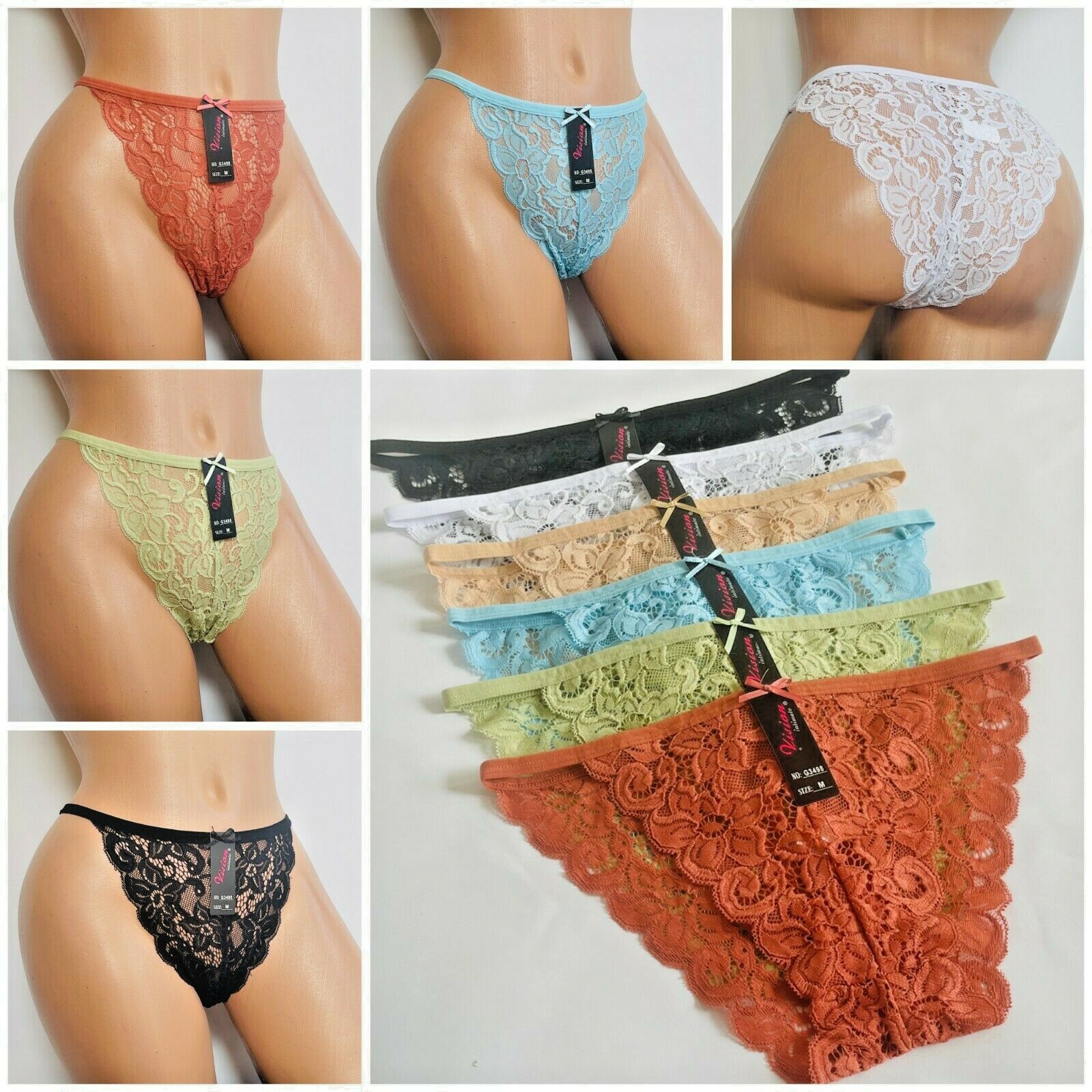 6-12 Bikini cheeky Hipster WOMEN’S Lace UNDERWEAR PANTY Panties Undies 3498 S-XL
