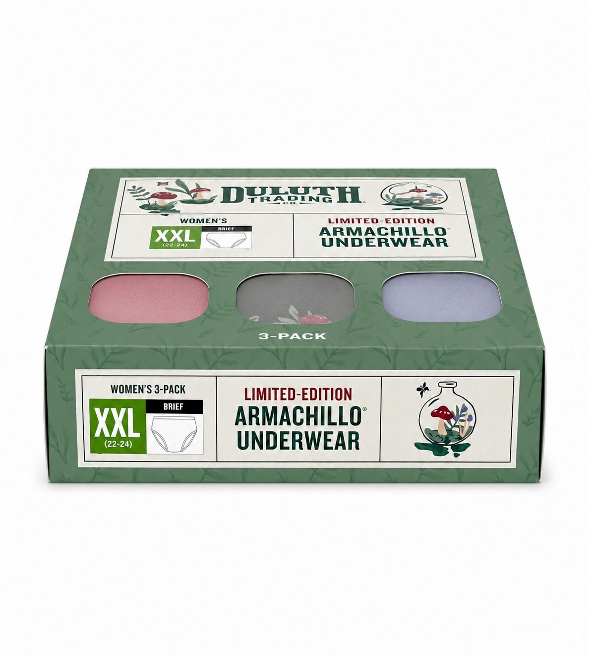 Duluth Women’s Armachillo Cooling Briefs Underwear/3pk Mushroom Terrarium XXL
