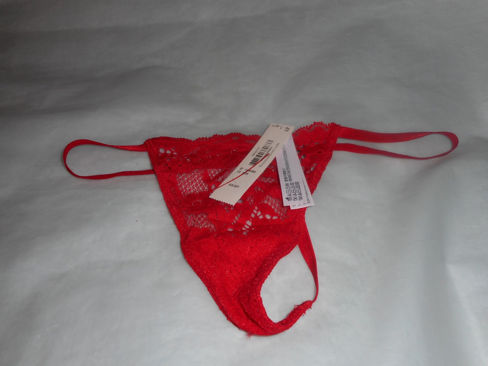 Victoria’s Secret Red Lace Bow Rhinestone V String Panty SP & XS/XP