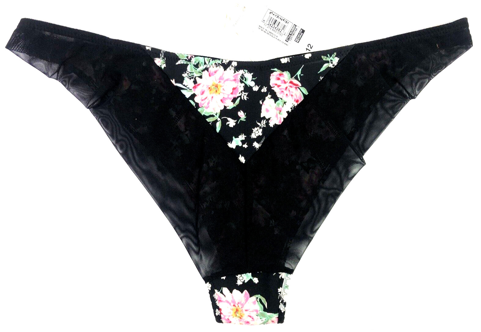 MARKS & SPENCER X GHOST Floral Brazilian Miami Knickers UK 12 BLACK BNWT