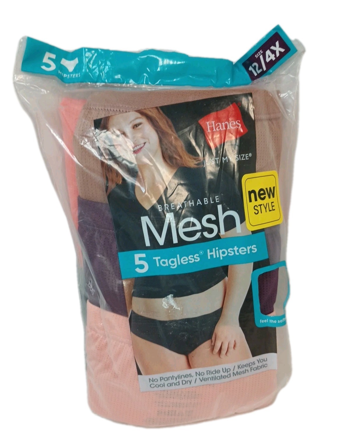 HANES Just My Size Mesh Hipsters Underwear Panties Size 12/4x Package of 5 New