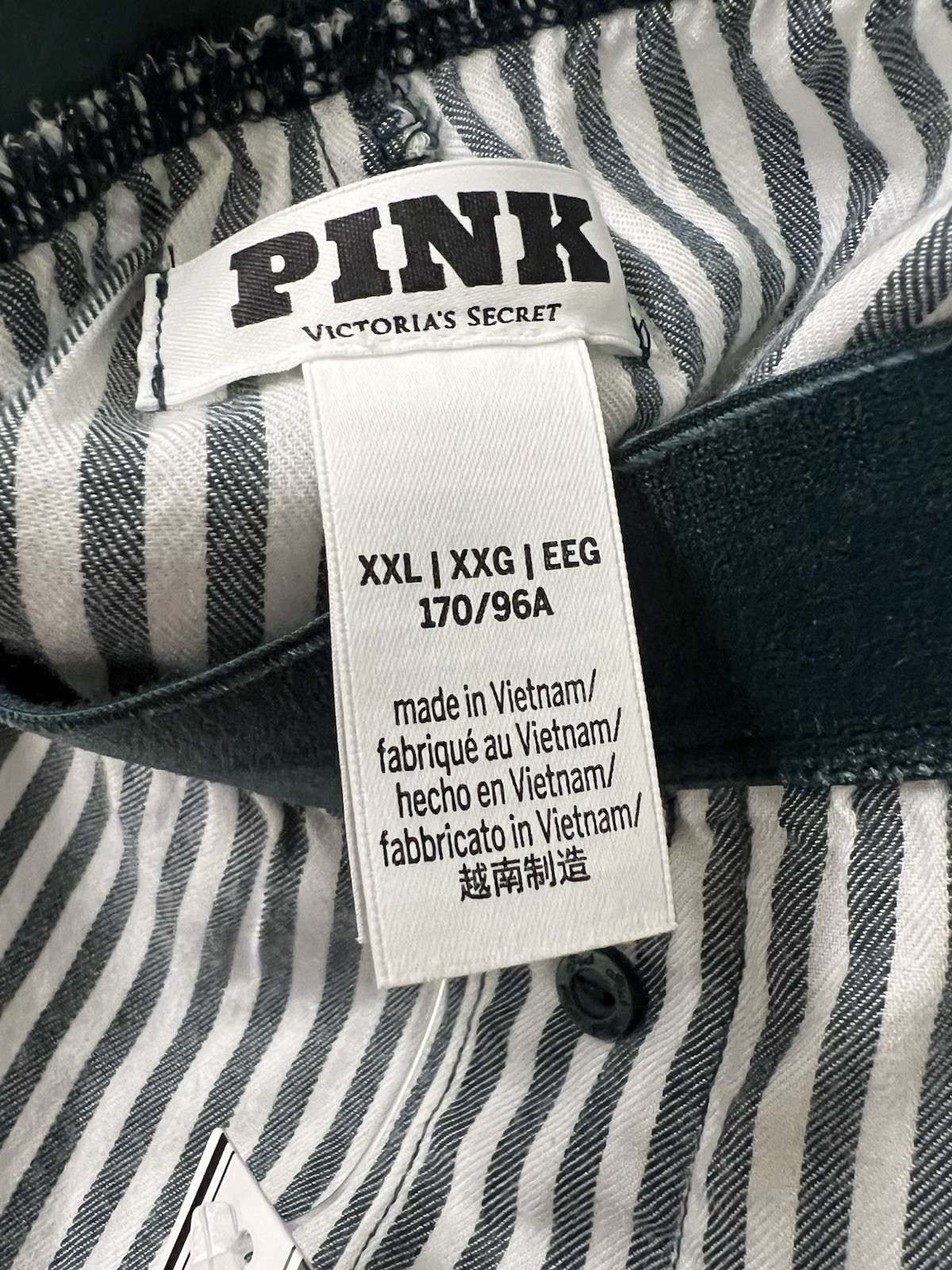 Victoria Secret Stripes & Ruffle Flannel Velvet Trim Pajama Shorts 2XL New W Tag