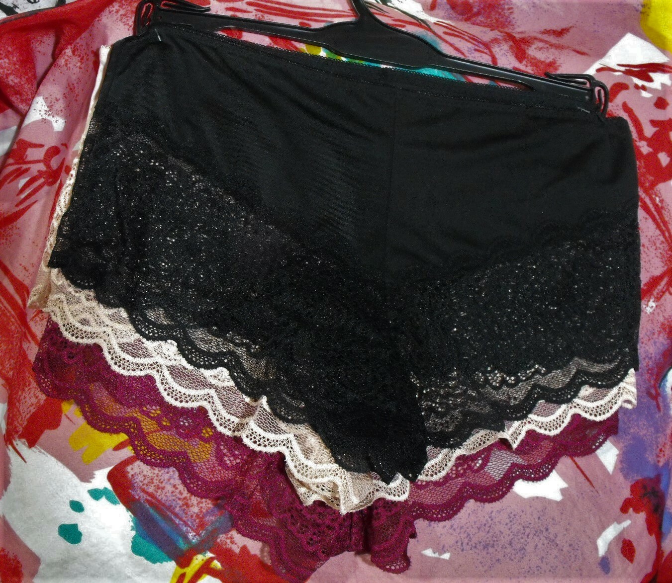 3 NEW PRIMA VALENTINA PLUS 841084X BURG LACE BACK DETAIL BOYSHORT PANTIES 3X