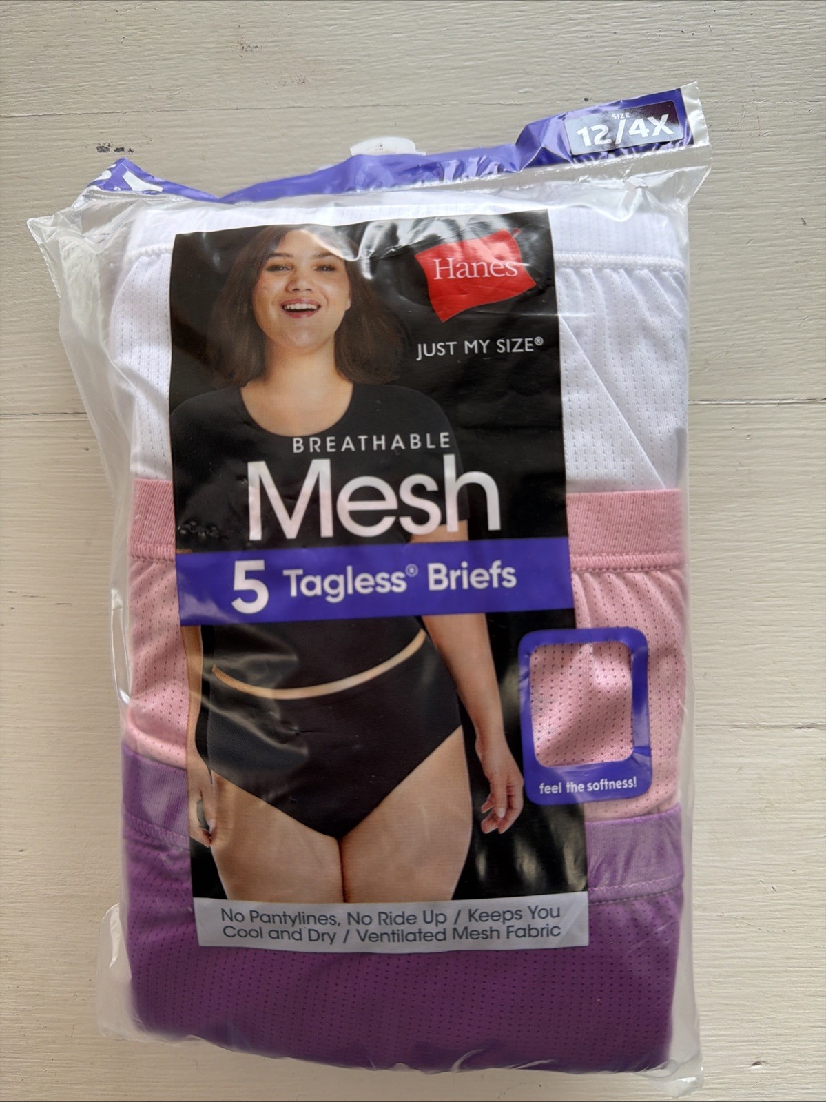 NIP~Hanes Just My Size Women’s Breathable Mesh Briefs Underwear 5-pk Size 12/4X