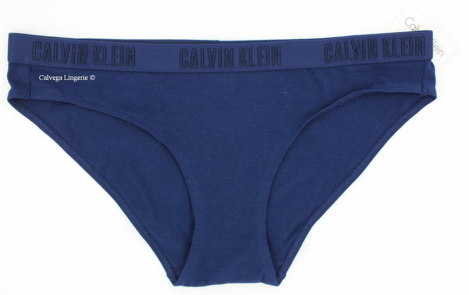 NWT Calvin Klein QP1999 “Logo” Mid-Rise Cotton Bikini, Navy Blue