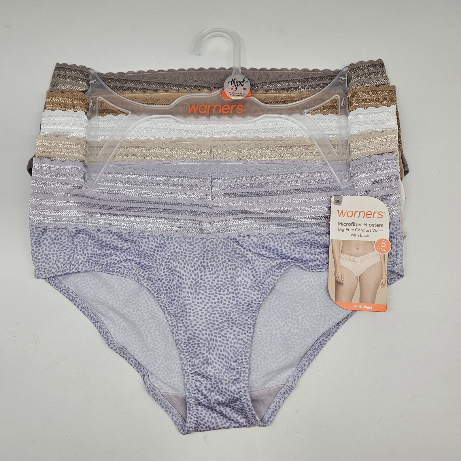 5 Pack WARNERS No Pinching Womens S M L XL Microfiber Hipsters Brown Beige Cream