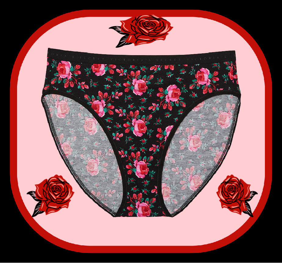 M L XXL Black Pink Red Rose Cotton Victorias Secret High-Leg Waist Brief Panty