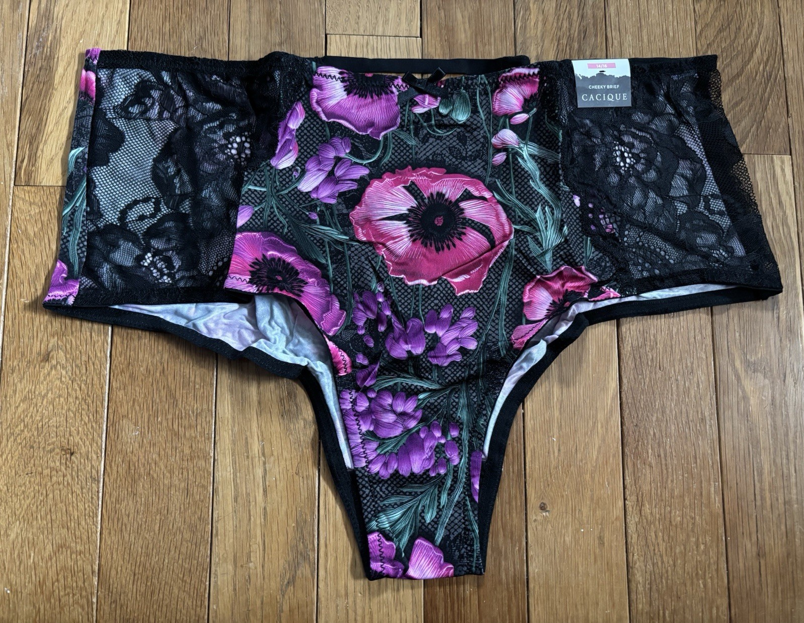 Plus Size 14/16 Lane Bryant Cacique Cheeky Brief Panty Pink Purple Spring Flower
