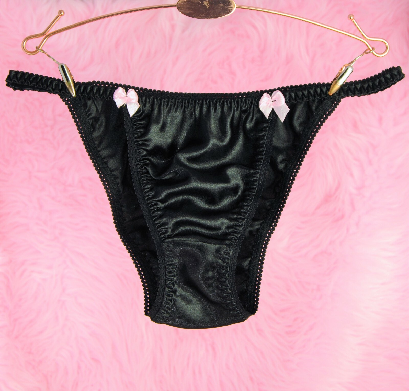 Satin String Bikini Panties VTG Sissy style Cheeky cut shiny Underwear 3 colors!