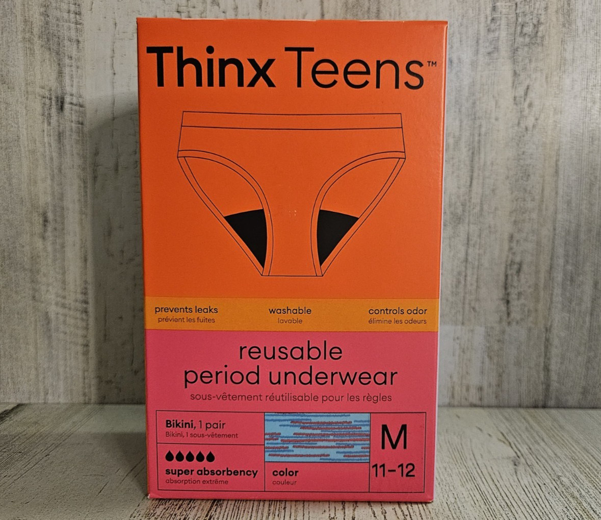 THINX Teens Period Underwear, Medium Bikini, Hologram Blue