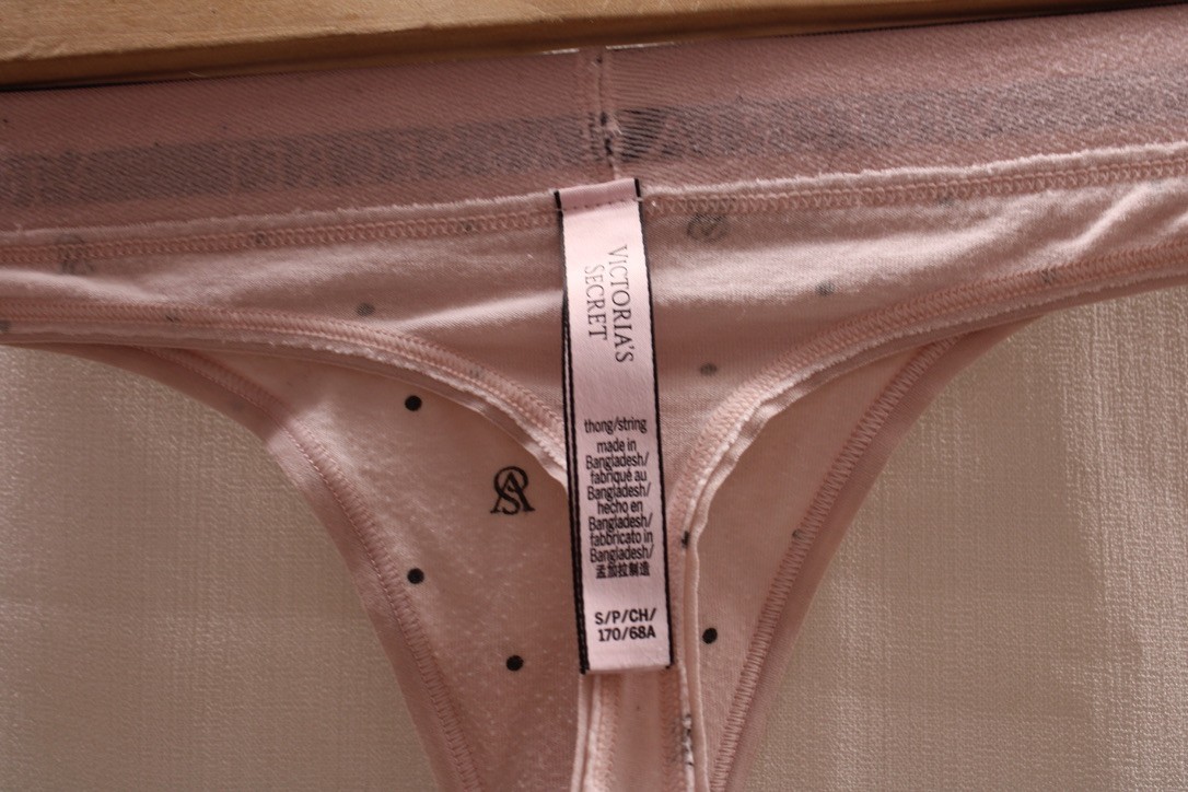 Victoria’s Secret Logo Pink Cotton Elastane String Thong High Leg Cheeky S/P