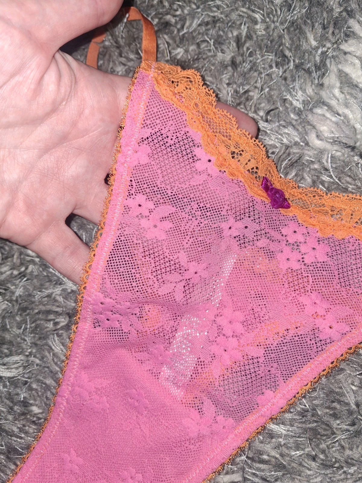 NeW Vs 2tone Floral Lace String Thong Panty Size Large