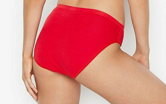 M XL Red Lipstick Stretch Cotton Victorias Secret High-Leg Waist Brief Panty