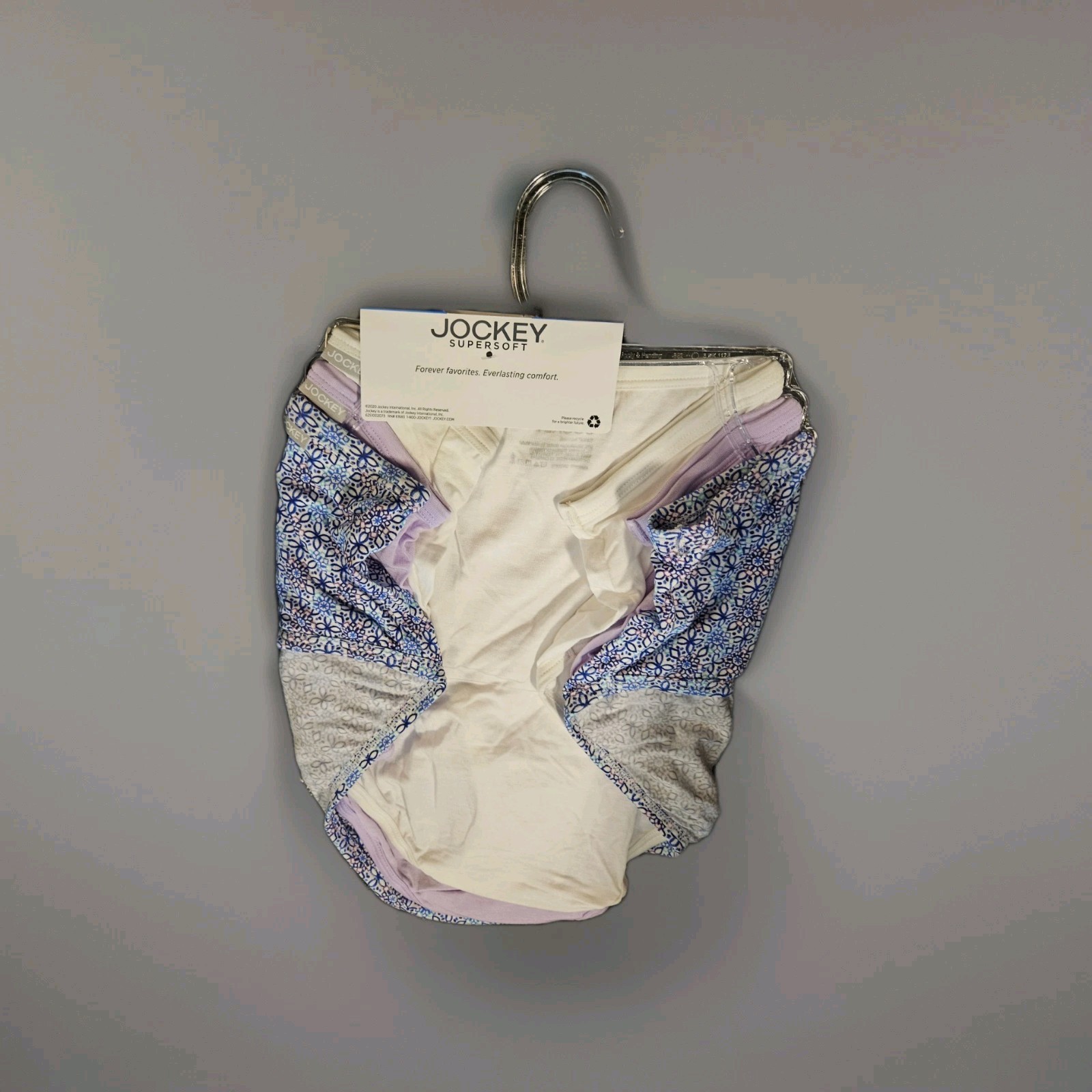 Jockey Women’s Underwear Supersoft Brief Size 9 Crochet Tile/Soft Lilac/White
