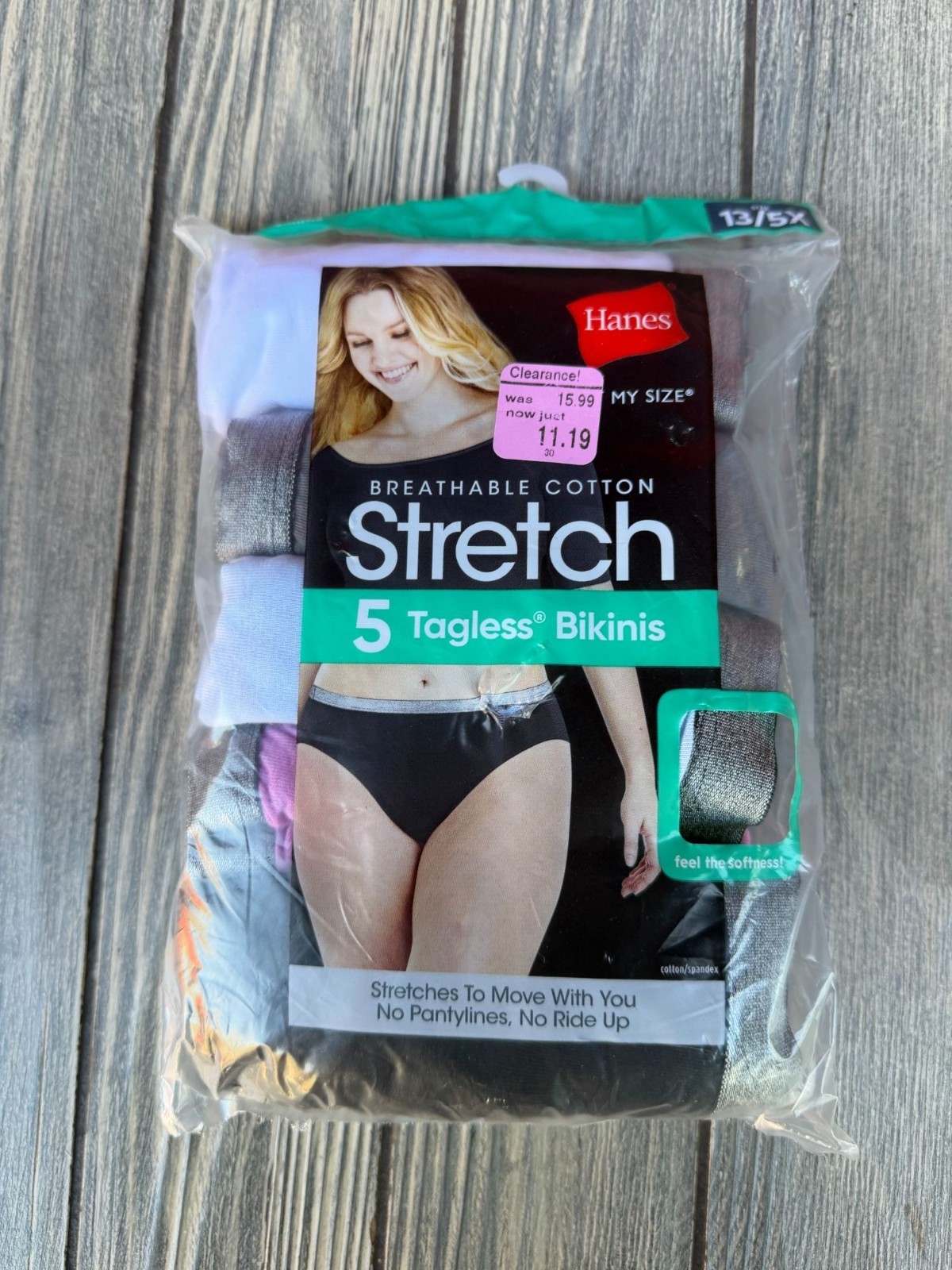 Hanes Womens Breathable Cotton Stretch Tagless Bikini Panties 5-Pack Size 13/5X