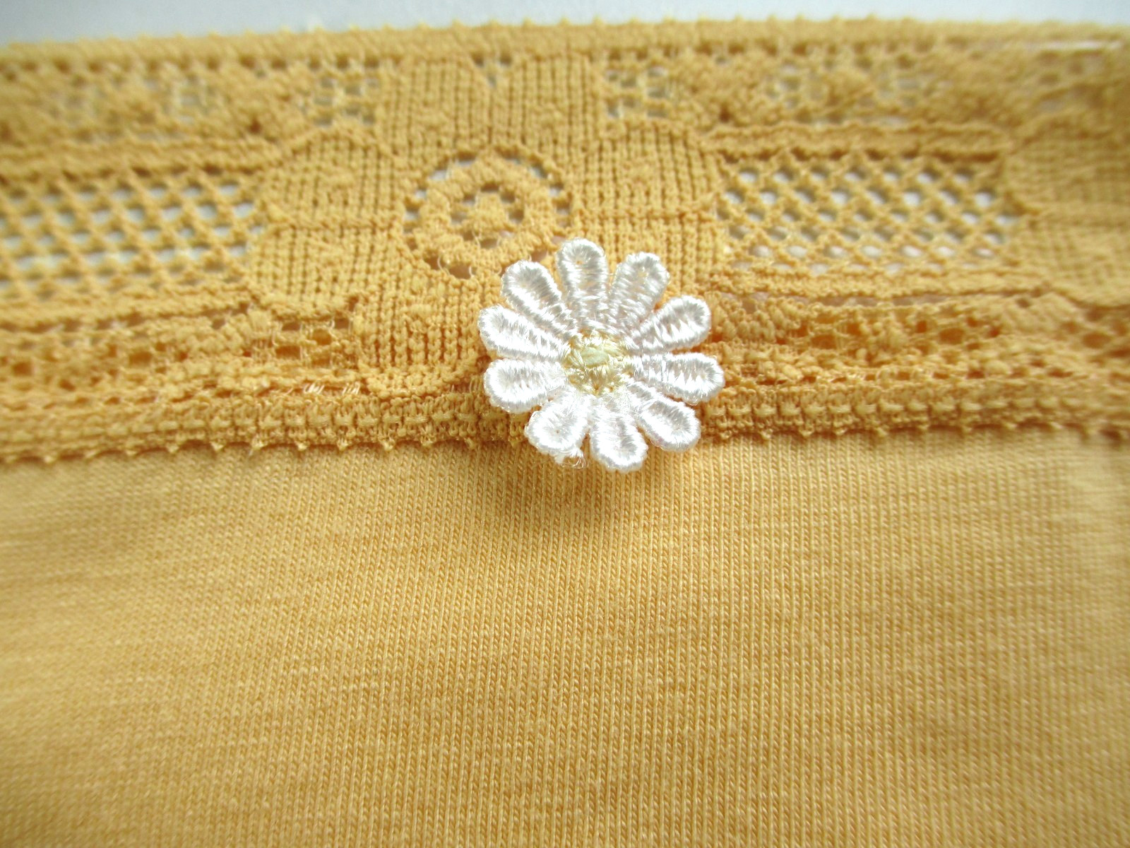 VICTORIA’S SECRET Cotton Bikini Panty S M L XL Yellow VS Daisy Crochet Lace Trim