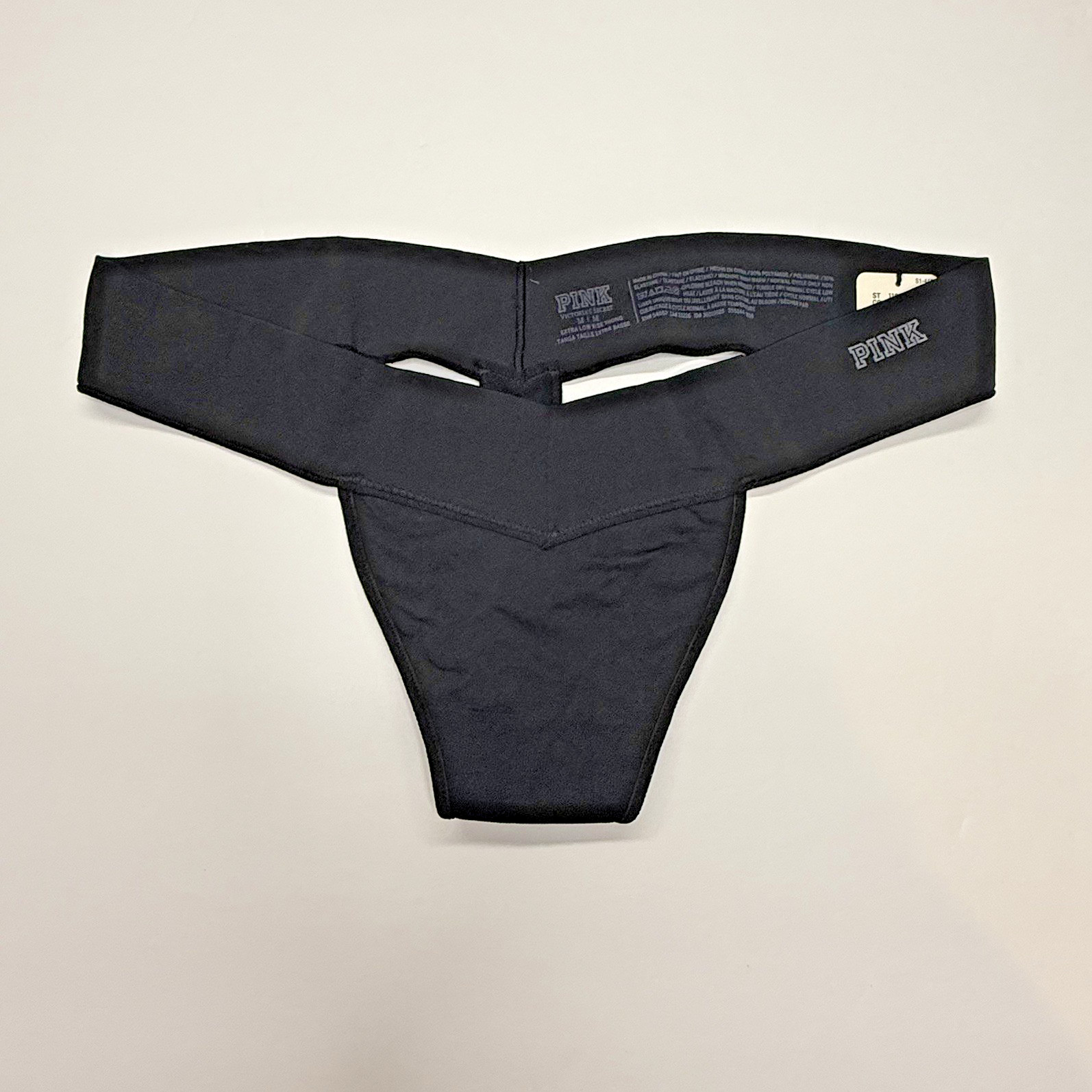 Set of 2 Vintage Victoria’s Secret PINK Yoga Logo Band Nude Thong Panties Medium
