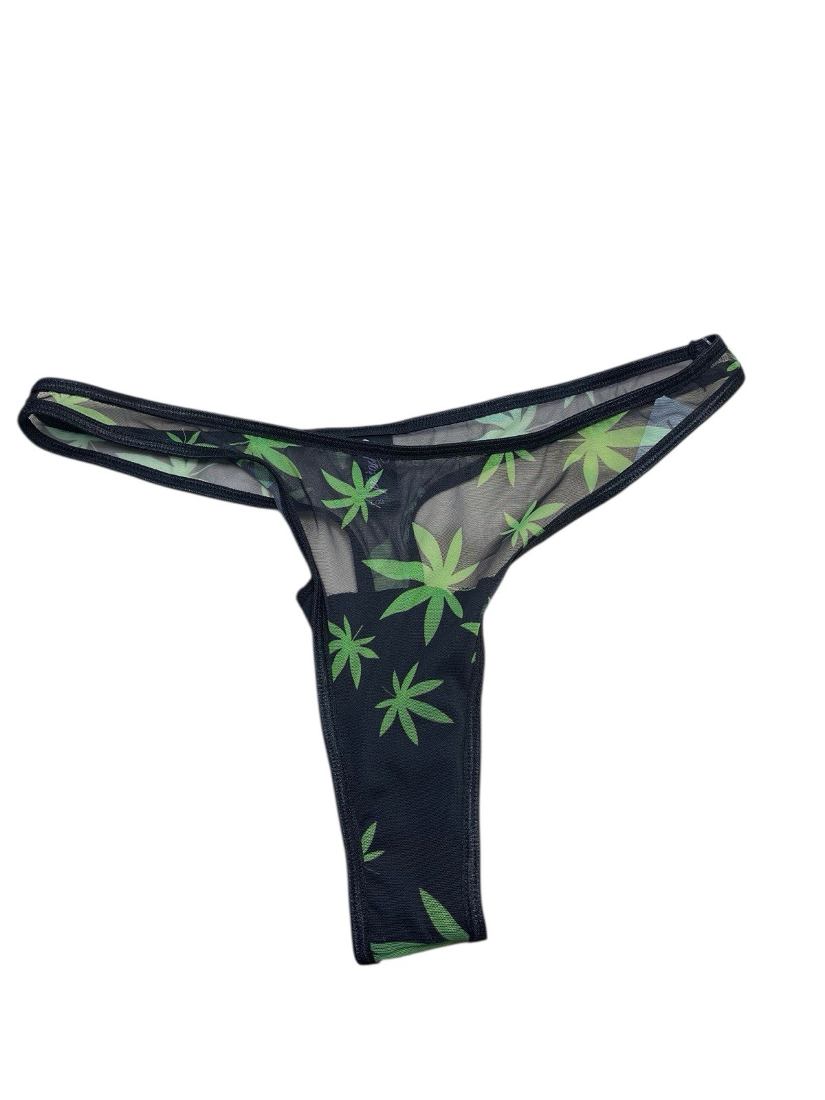 Magic Silk Exposed Thong Panty With Mary Jane Magic Weed Leafs L/XL BoxCJ