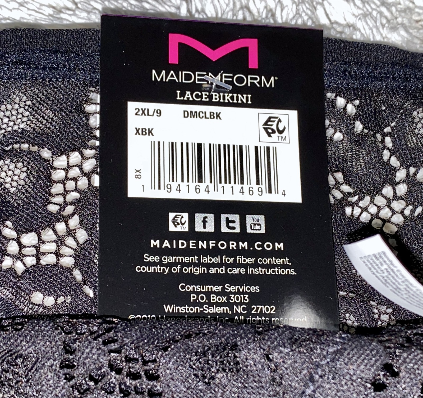 MAIDENFORM Luxurious Sexy Must Have Allover Lace Black Bikini Panty Womens M 2XL