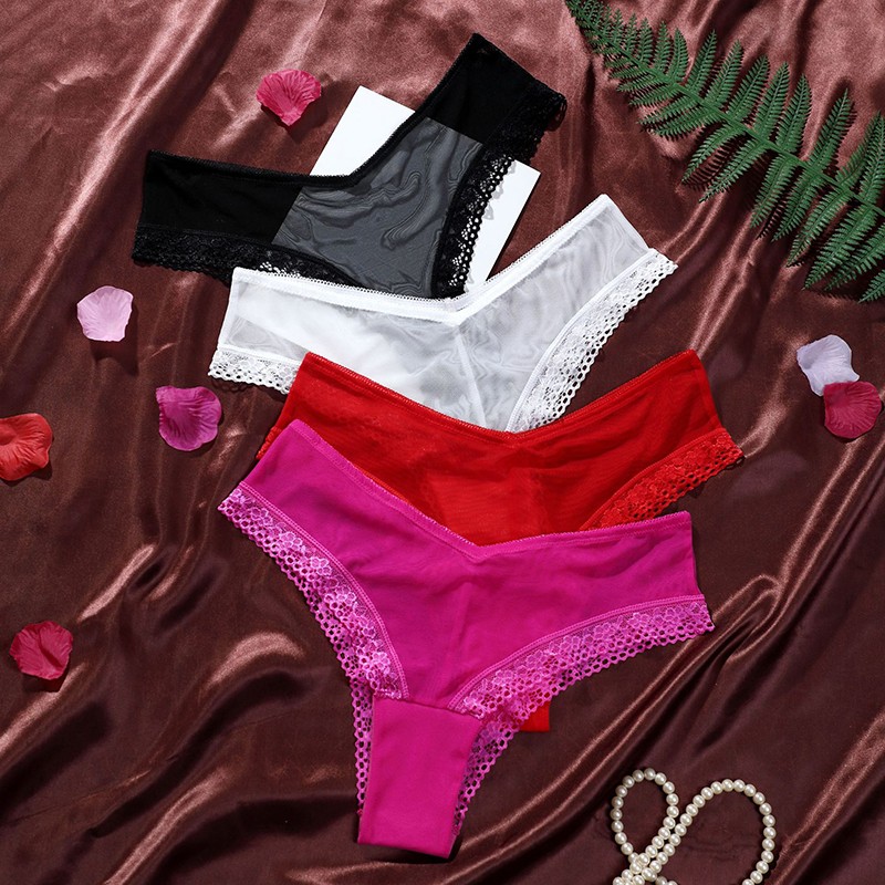 6 Pack Lot Sexy Womens See Through Sheer Panties Underwear V cut Briefs Lingerie